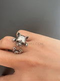 Handmade Silver Bulldog Puppy Pet Adjustable Wrap Ring Gifts - Annie Jewel