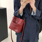 Red Leather Bucket Bag Purse Mini Leather Bucket Bag Crossbody