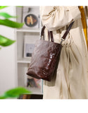 Small Distressed Leather Tote Bag