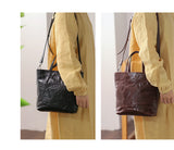 Small Distressed Leather Tote Bag