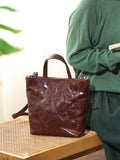 Small Distressed Leather Tote Bag