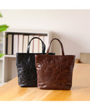 Small Distressed Leather Tote Bag