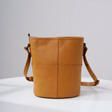 tan Small Genuine Leather Bucket Bag Crossbody For Women 