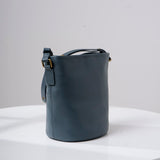 black Small Genuine Leather Bucket Bag Crossbody For Women 