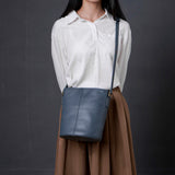 Small Genuine Leather Bucket Bag Crossbody For Women 