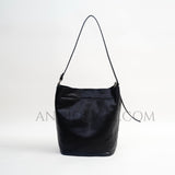Small Genuine Leather Bucket Shoulder Bag Womens black Leather Bucket Bag - Annie Jewel