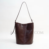 Small Genuine Leather Bucket Shoulder Bag Womens Brown Leather Bucket Bag - Annie Jewel