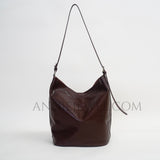 Small Genuine Leather Bucket Shoulder Bag Womens Brown Leather Bucket Bag - Annie Jewel