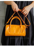 Small Genuine Leather Handbag Leather Satchel Bag orange Leather Mini Handbag Womens