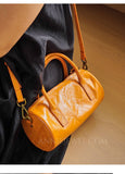 Leather Top Handle Shoulder Bag
Mini Leather Handbag with Shoulder Strap Small Leather Zip Top Bag