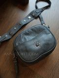 gray Small Genuine Leather Studded Bag Rivet Crossbody Bag Purse - Annie Jewel