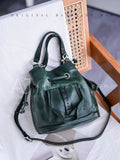 Genuine Leather Drawstring Bucket Bag Small Leather Bucket Bag Womens 