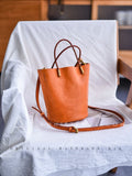 Women's Small Leather Bucket Bag Genuine Leather Crossbody Bucket Bag 