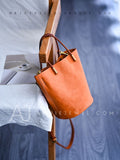 Women's Small Leather Bucket Bag Genuine Leather Crossbody Bucket Bag 