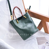 Women's Small Leather Bucket Bag Genuine Leather Crossbody Bucket Bag 