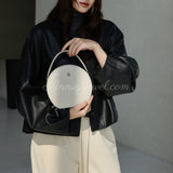 Genuine Leather Round Bag Round Leather Handbag Purse