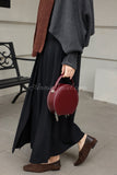 burgundy Leather Circle Crossbody Bag Round Leather Handbag womens