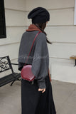 red Circle Leather Handbag Round Leather Purse Leather Round Bag