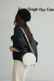 small leather round bag with zipper beige leather circle bag with top handle