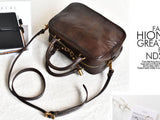 Genuine Leather Square Crossbody Bag With Zipper Leather Box Handbag 