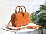 Womens Small Double Handled Satchel Purse Small Leather Crossbody Bag With Zipper 