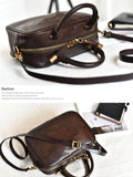 Genuine Leather Square Crossbody Bag With Zipper Leather Box Handbag 