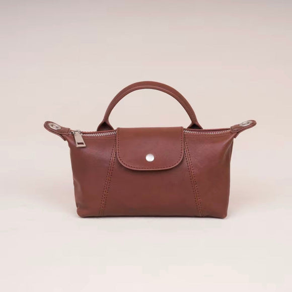 brown Small Leather Crossbody Bag With Zipper Genuine Leather Zipper Crossbody Bag Purse - Annie Jewel