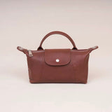 brown Small Leather Crossbody Bag With Zipper Genuine Leather Zipper Crossbody Bag Purse - Annie Jewel