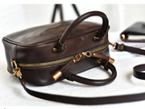 Womens Small Double Handled Satchel Purse Small Leather Crossbody Bag With Zipper 