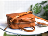 Genuine Leather Square Crossbody Bag With Zipper Leather Box Handbag 