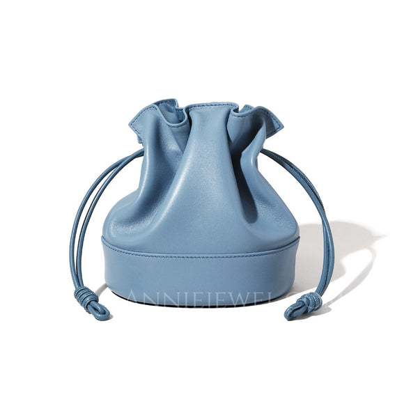 Women's Drawstring Leather Bucket Bag Small Leather Bucket Bag Drawstring 