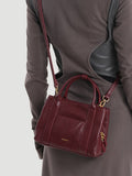 Small burgundy Leather Crossbody Bag Purse Small Leather Handbags For Ladies