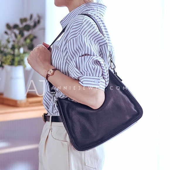 Women's Black Leather Hobo Bag Small Leather Hobo Bags 