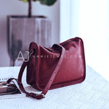 Women's burgundy Leather Hobo Bag Small Leather Hobo Bags 