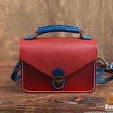 red Small Leather Satchel crossbody satchel Bag Ladies Satchel Handbags 