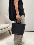 Small black leather tote purse Womens 