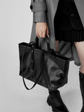 Womens Black Leather Handbag Small Leather Tote Bag With Shoulder Strap - Annie Jewel