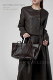 Womens Black Leather Handbag Small Leather Tote Bag With Shoulder Strap - Annie Jewel