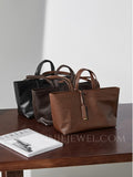 Womens brown Leather Handbag Small Leather Tote Bag With Shoulder Strap - Annie Jewel