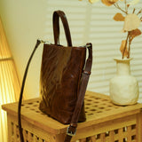 Small Leather Tote Waxed Leather Crossbody Tote Bag Womens 