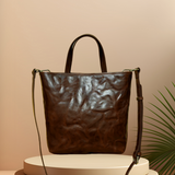 Small Leather Tote Waxed Leather Crossbody Tote Bag Womens 