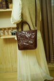 Small Leather Tote distressed Leather Crossbody Tote Bag Womens 