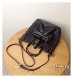 Black Leather Tote Bag With Zipper Small Leather Tote 