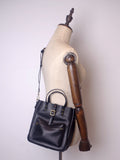 Black Leather Tote Bag With Zipper Small Leather Tote 