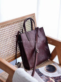 womens Small Leather Tote vertical leather tote bag burgundy tote bag