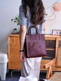 womens Small Leather Tote vertical leather tote bag with leather straps