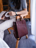 womens Small Leather Tote simple leather tote bag burgundy tote bag