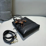 Women's Small Leather Tote Small Black Leather Crossbody Purse 