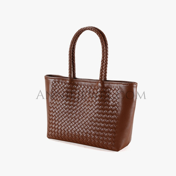 Mini Leather Woven Tote Bag Small Leather Woven Leather Tote Handbag Womens 