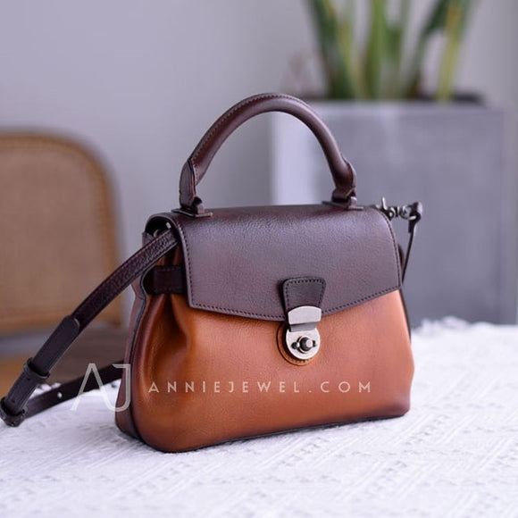 Small Satchel Purse Brown Satchel bag Ladies Satchel 